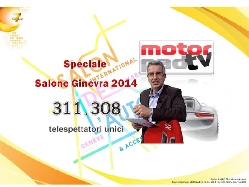 MOTORPAD TV - DATI AUDITEL SPECIALE GINEVRA 